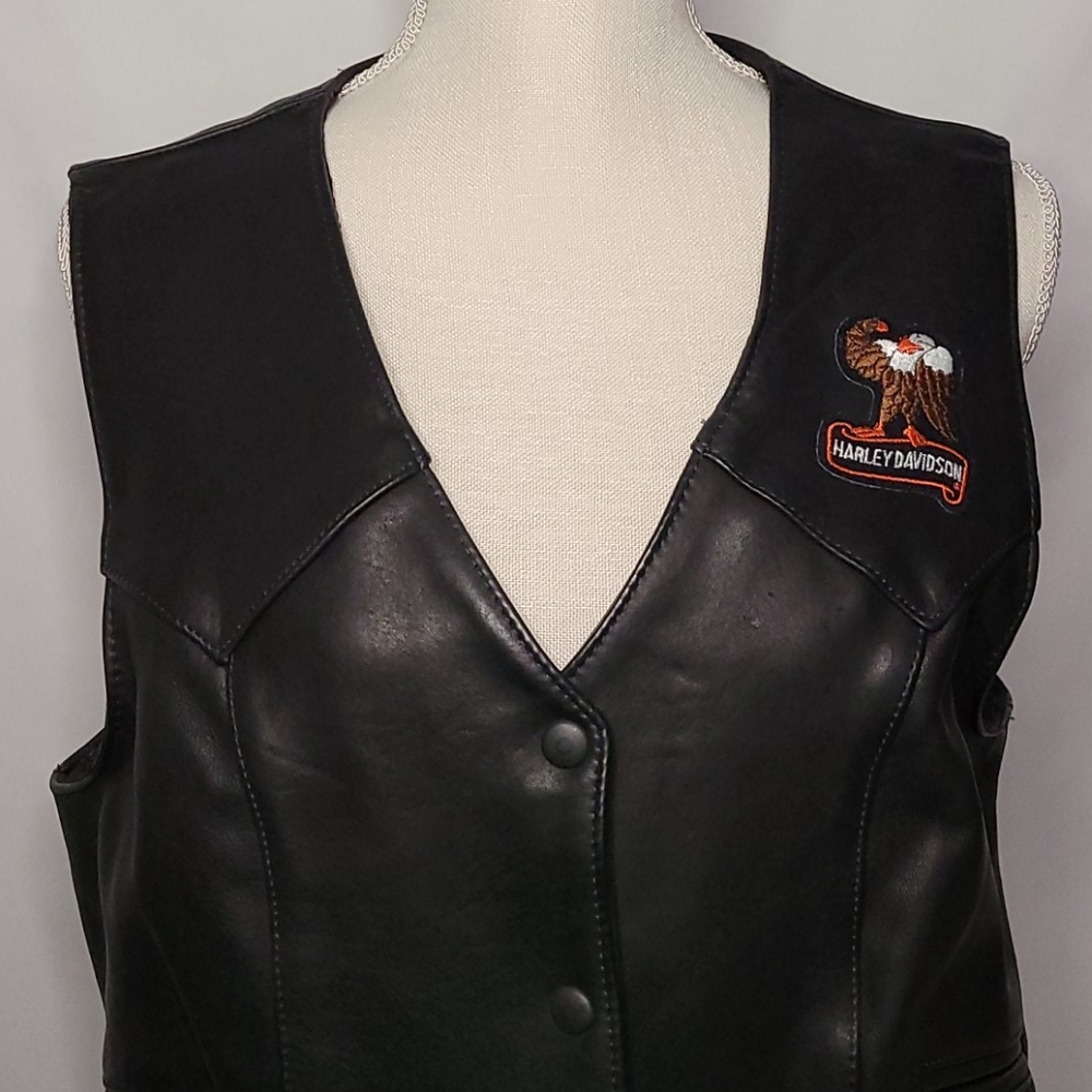 STREET EAGLE Women's Black Leather Vest